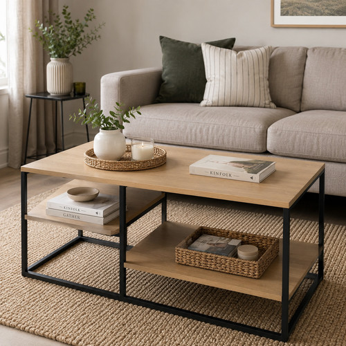 Coffee table 90cm - coffee, light
