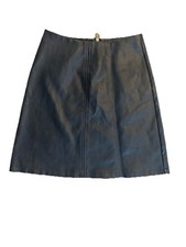 Black faux-leather A-line mini