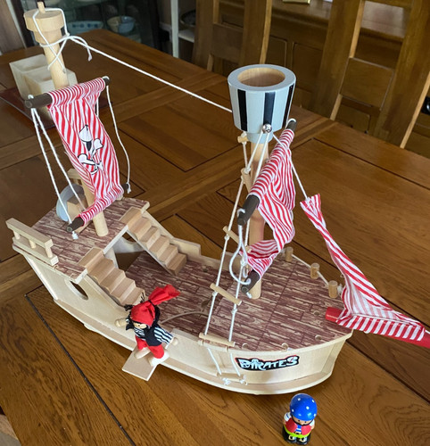 Wooden toy pirate ship - wooden,