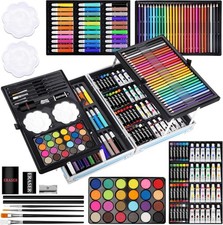 144 Deluxe Aluminium Case Painting Set with Watercolour Pens Drawing Art Supply 