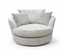 Furniture Village Boutique 'Pandora' Swivel Chair Plain Ivory Fabric Large NEW