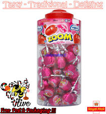 Vidal Zoom Strawberry Lollies With Bubblegum Centre Lollipops - 50 lollies