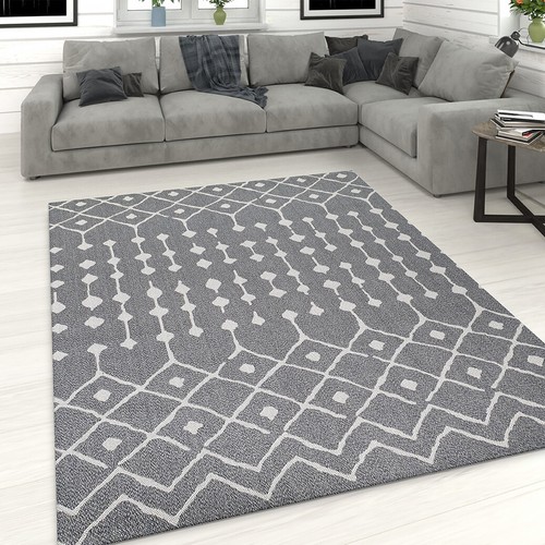 Grey cotton rug berber pattern - grey,