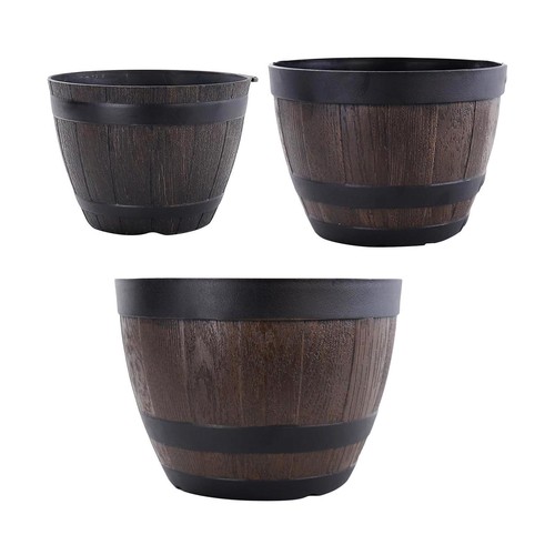 Resin barrel planter indoor - resin,