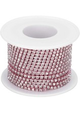 10 Yard Crystal Rhinestone Chain, 2.0mm Close Claw Chain Trim, Light Pink