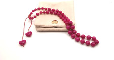 Lola Rose Necklace Graduated Bright Pink Cerise Agate with Heart End Beads