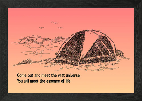 Tent under sunset sky - a,