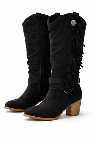 Women black western cowboy - black,