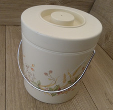 M&S Harvest Barrel Shaped Tin Container with Handle Rare Marks and Spencer