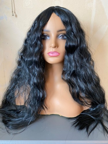 Women long black wavy - wavy, wig