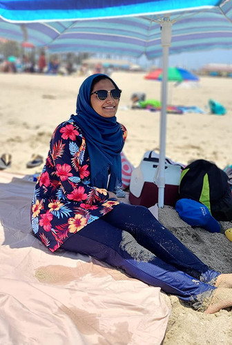 Blue floral muslim - floral,
