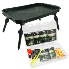 FISHING BIVVY TABLE WITH TACKLE BOX SET HAIR RIG NEEDLE WEIGHT STOPS LEAD CLIPS