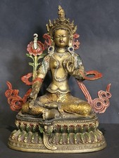 antique Tibetan or chinese Guan Yin Or Bodhisattva Bronze Statue 22cm High.