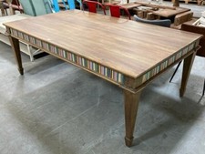 Unique Large Oak Dining Table with retro Effect rim