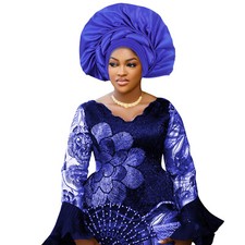 Nigerian Aso Oke Auto Gele Headtie Bonnet Hijab Turban Cap African Head Wrap Hat