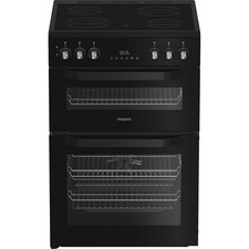 Hotpoint HTE6VDCB1 60cm Free Standing Electric Cooker with Ceramic Hob Black A