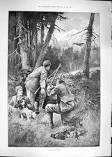 Old Antique Print 1892 Black Game Driving Hunting Shooting Birds Gun Dogs 19th