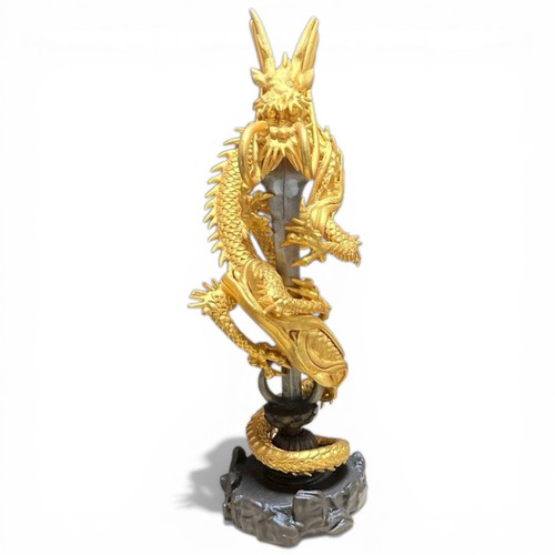 Japanese dragon bronze statue - japanese,