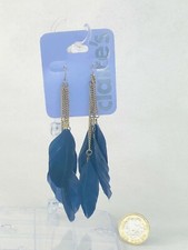 Earrings Feather Dark Blue Claire's Claires Accessories Official Dangly £7 RRP