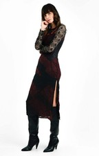 Topshop Womens Printed Midi Lace Dress Long Sleeve RRP £65