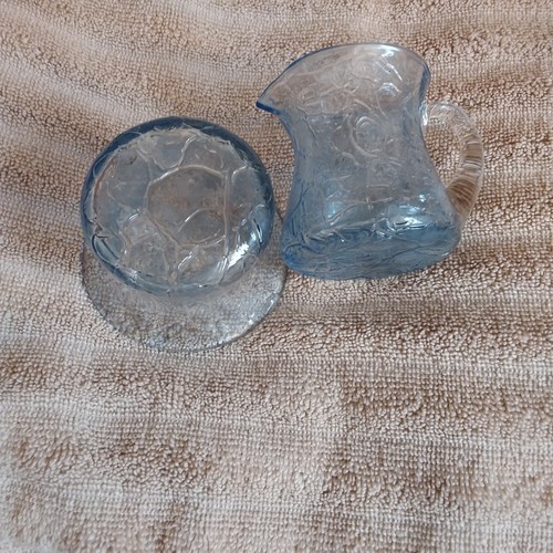 Vintage blue art glass sugar - vintage,