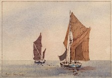 Gerald Edwin Tucker - Watercolour Painting - Thames Barges At Sea