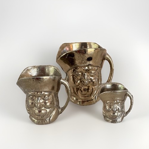 Vintage brass effect toby jugs - brass-effect,
