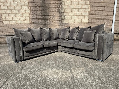 Grey crushed velvet seater - crushed, 5