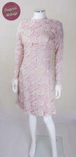 Vintage Dress | 60s Lace Wedding | Pink Ribbon Detail | UK 8 | 1960s Jackie O