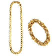 Gold Gangster Chain Fancy Dress Costume Hip Hop Rapper Chunky Fake Jewellery