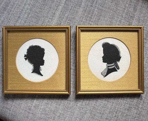 Pair vintage framed silhouette - pair,