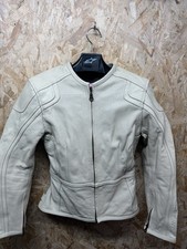 Ladies Perforated Leather Motorcycle Jacket. Size 10. SMALL. VG Cond. Cream.