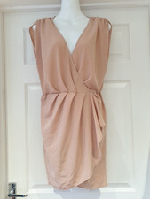 TOPSHOP Summer Dress V Neck Apron Tulip Wrap Look Silky Classic UK Size 8