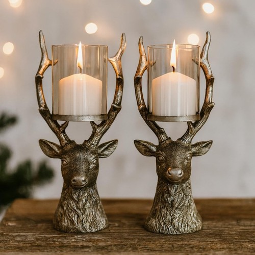 2pc 31cm silver stag - 2pc, candle