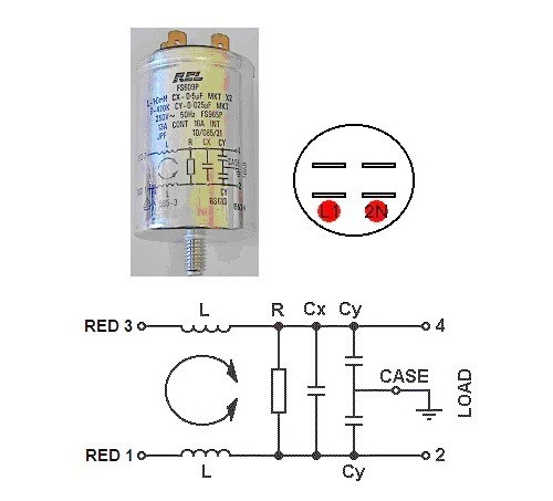 Mains filter stud mounted - mains,
