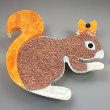 Squirrel Brooch Chunky Fuzzy Modern Statement Layered Arty Nature Woodland