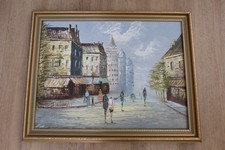 Original Oil Painting by J.Burnett Paris Street Scene On Canvas  Framed Signed