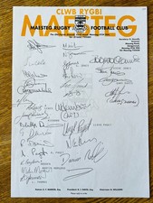 Hand Signed A4 Rugby Sheet - Maesteg RFC late 80's or 90's - 29 signatures