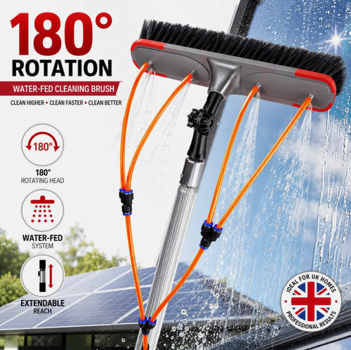 Water fed solar panel brush - 7m,