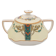 Crown Ducal Twin Handled Sugar Bowl Vintage England Pottery Art Deco Style