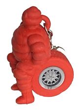 MICHELIN MAN KEYRING Vintage Rare Red Michelin Man Sitting On Tire Tyre Rubber