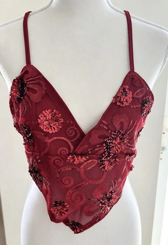 Burgundy sequin embroidered - sequin,