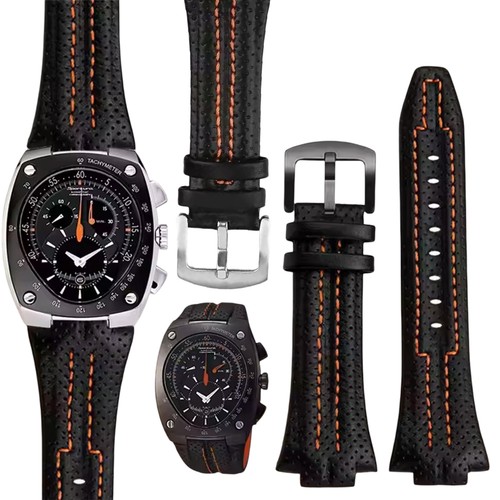 15x27mm black leather watch - black,