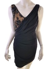 ⭐ KATE MOSS TOPSHOP Womens Bodycon Dress Lace embroidery Black Sleeveless ⭐