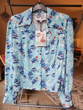 Vivien of Holloway JoJo Blouse Long Sleeve Blue Tahiti Sky Size 12