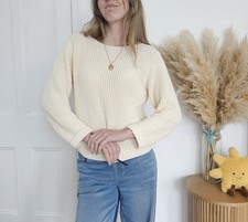 Poetry Jumper Cream Cotton Uk 14 Button Details