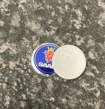 1 X SAAB STYLE REMOTE KEY FOB 14mm LOGO EMBLEM BADGE STICKER FAST DESPATCH