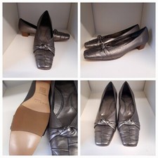 AMALFI BY RANGONI PEWTER LEATHER COURT SHOES SIZE UK 8.5  (11 AA)