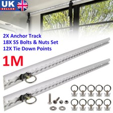 2X 1M Cargo Track Rail Van Racking Load Track Tie Down Fixing Lashing 12x Rings