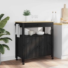 Kitchen Trolley Plain Black 84